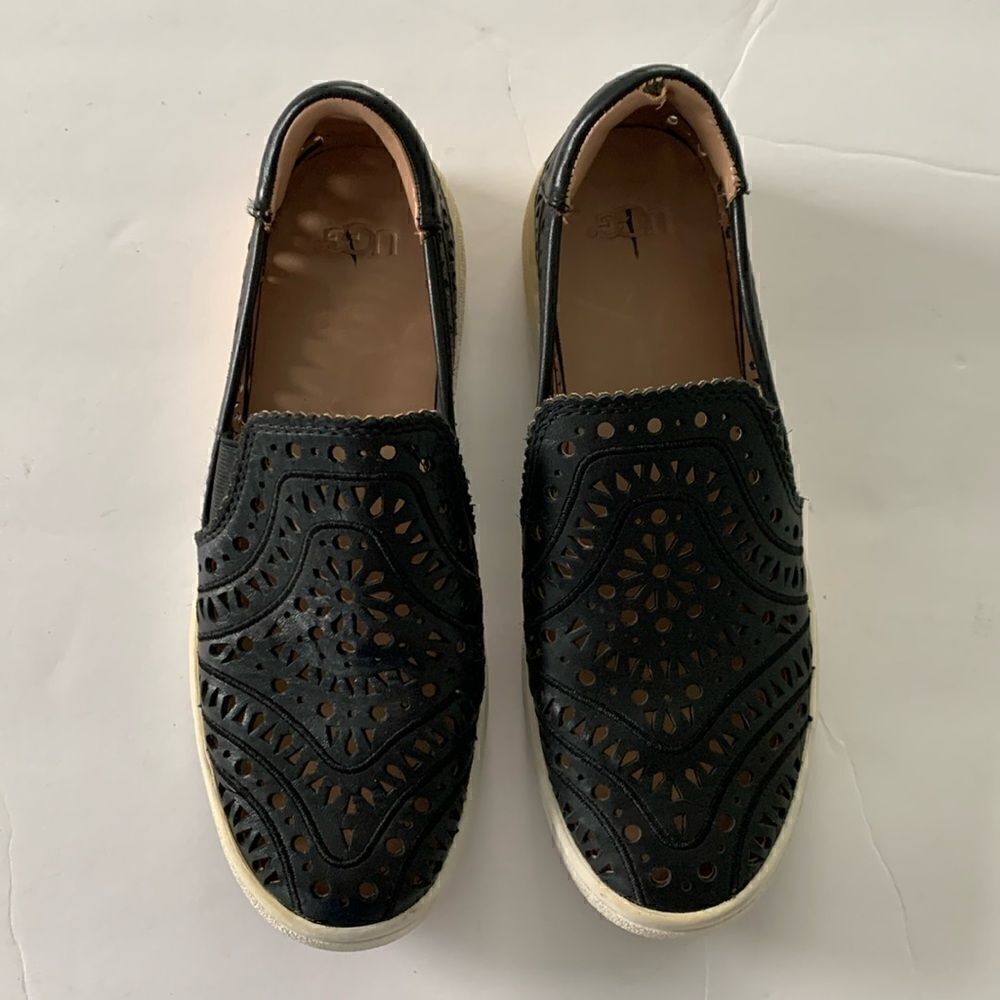 UGG black laser cut out slip on sneakers size 6.5